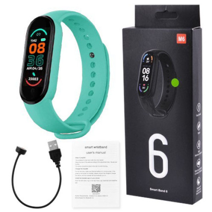 Фітнес браслет FitPro Smart Band M6 (смарт годинник, пульсоксиметр, пульс). Колір зелений Фітнес браслет FitPro Smart Band M6 (смарт годинник, пульсоксиметр, пульс). Колір зелений
