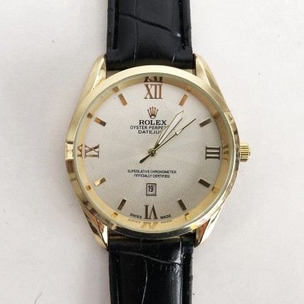 Годинники наручні Rolex White ремінець чорний Годинники наручні Rolex White ремінець чорний