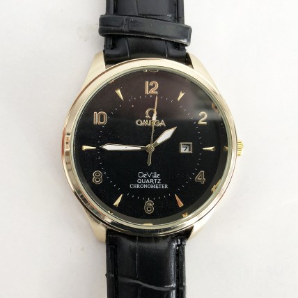 Годинник наручний Omega Black ремінець чорний (репліка) Годинник наручний Omega Black ремінець чорний (репліка)