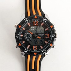 Годинник наручний QUAMER, dual time, ремінець каучук. Колір помаранчевий Годинник наручний QUAMER, dual time, ремінець каучук. Колір помаранчевий