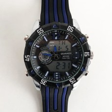 Годинник наручний QUAMER, dual time, ремінець каучук. Колір синій Годинник наручний QUAMER, dual time, ремінець каучук. Колір синій