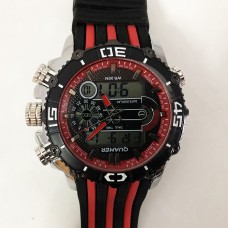 Годинник наручний QUAMER, ремінець каучук, dual time. Колір червоний Годинник наручний QUAMER, ремінець каучук, dual time. Колір червоний