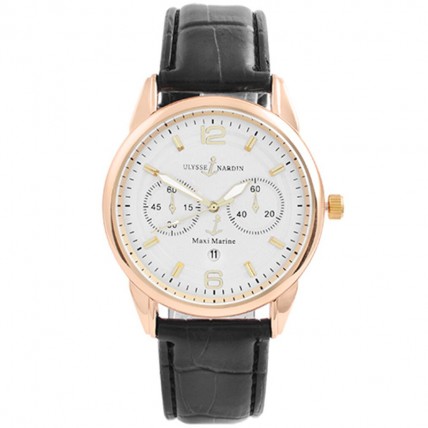 Годинники наручні Ulysse Nardin-Maxi Marine White ремінець чорний (репліка)