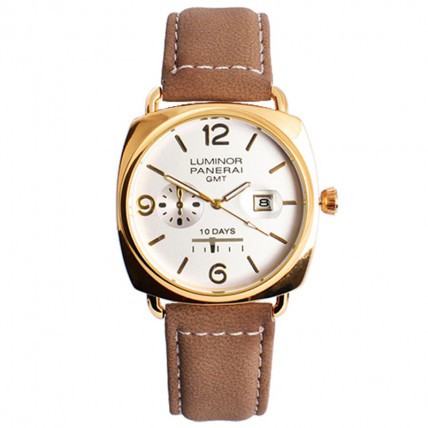 Годинник наручний Panerai White ремінець коричневий (репліка) Годинник наручний Panerai White ремінець коричневий (репліка)