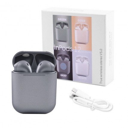 Бездротові навушники блютуз гарнітура inPods 12 simple TWS bluetooth V5.0 сенсорні. Колір: срібний Бездротові навушники блютуз гарнітура inPods 12 simple TWS bluetooth V5.0 сенсорні. Колір: срібний