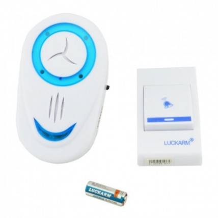 Безпровідний дверний дзвінок від розетки 220V Luckarm Intelligent A8853. Колір блакитний Безпровідний дверний дзвінок від розетки 220V Luckarm Intelligent A8853. Колір блакитний