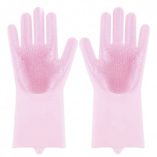 Силіконові рукавички Magic Silicone Gloves Pink для прибирання чистки миття посуду для будинку. Колір рожевий Силіконові рукавички Magic Silicone Gloves Pink для прибирання чистки миття посуду для будинку. Колір рожевий