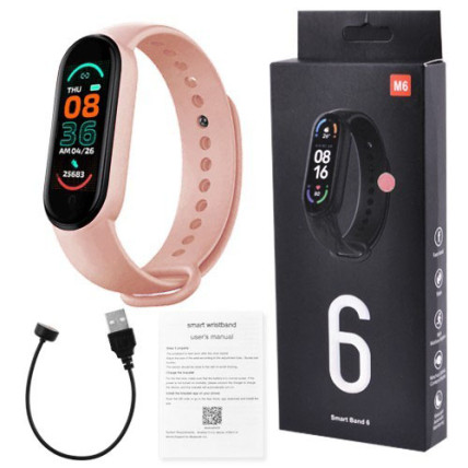 Фітнес браслет FitPro Smart Band M6 (смарт годинник, пульсоксиметр, пульс). Колір рожевий Фітнес браслет FitPro Smart Band M6 (смарт годинник, пульсоксиметр, пульс). Колір рожевий