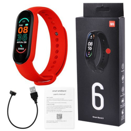 Фітнес браслет FitPro Smart Band M6 (смарт годинник, пульсоксиметр, пульс). Колір червоний Фітнес браслет FitPro Smart Band M6 (смарт годинник, пульсоксиметр, пульс). Колір червоний