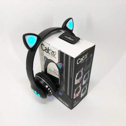 Бездротові навушники з котячими вушками та RGB підсвічуванням Cat VZV 23M. Колір: чорний Бездротові навушники з котячими вушками та RGB підсвічуванням Cat VZV 23M. Колір: чорний