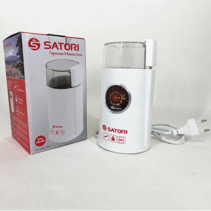 Кафемолка електрична Satori SG-1801-WT, кавомолка електрична домашня, портативна. Колір: білий Кафемолка електрична Satori SG-1801-WT, кавомолка електрична домашня, портативна. Колір: білий