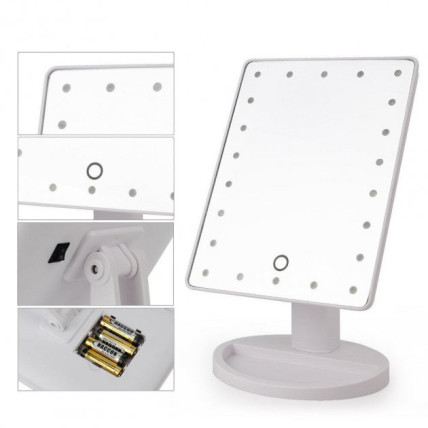 Дзеркало для макіяжу з 16 LED підсвічуванням Mirror White. Колір білий Дзеркало для макіяжу з 16 LED підсвічуванням Mirror White. Колір білий