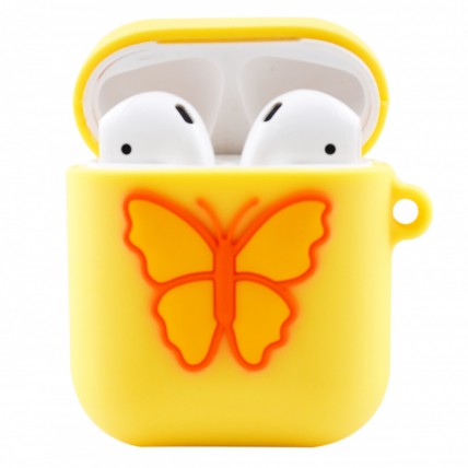 Чохол для AirPods силіконовий з метеликом жовтий Чохол для AirPods силіконовий з метеликом жовтий