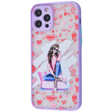 Чохол для Apple Iphone 12 Pro Max фіолетовий з сердечками Чохол для Apple Iphone 12 Pro Max фіолетовий з сердечками