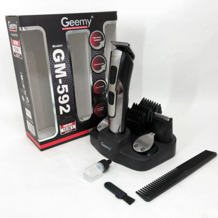 Машинка для стрижки 10в1 GEMEI GM-592, тример для бороди, триммер бездротової. Колір: чорний Машинка для стрижки 10в1 GEMEI GM-592, тример для бороди, триммер бездротової. Колір: чорний
