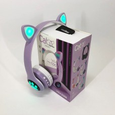 Бездротові навушники з котячими вушками та RGB підсвічуванням Cat VZV 23M. Колір: фіолетовий Бездротові навушники з котячими вушками та RGB підсвічуванням Cat VZV 23M. Колір: фіолетовий