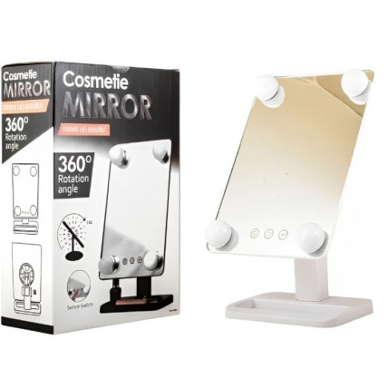 Настільне дзеркало для макіяжу Cosmetie mirror 360 Rotation Angel з підсвічуванням. Колір: білий Настільне дзеркало для макіяжу Cosmetie mirror 360 Rotation Angel з підсвічуванням. Колір: білий