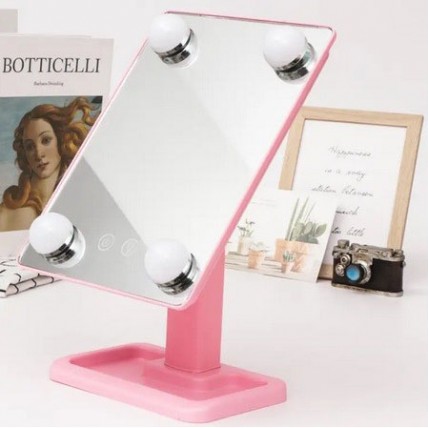 Настільне дзеркало для макіяжу Cosmetie mirror 360 Rotation Angel з підсвічуванням. Колір: рожевий Настільне дзеркало для макіяжу Cosmetie mirror 360 Rotation Angel з підсвічуванням. Колір: рожевий