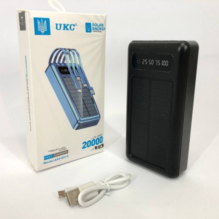 Портативний зарядний пристрій на 20000mAh, Power Bank на сонячній батареї, для планшета. Колір: чорний Портативний зарядний пристрій на 20000mAh, Power Bank на сонячній батареї, для планшета. Колір: чорний