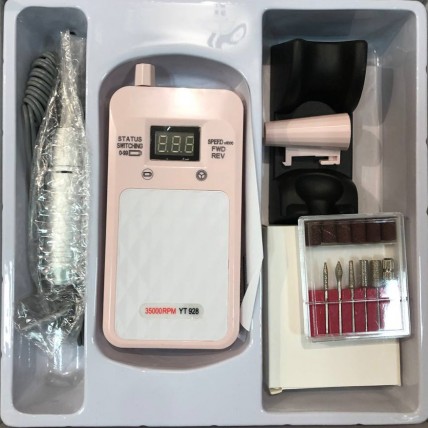 Портативний фрезер для нігтів Nail Drill YT-928 акумуляторний з індикатором заряду на 35 000 оборотів. Колір: рожевий Портативний фрезер для нігтів Nail Drill YT-928 акумуляторний з індикатором заряду на 35 000 оборотів. Колір: рожевий