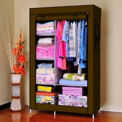 Шафа складна тканинна STORAGE WARDROBE KM-105 на 2 секції | Шафа розбірна з тканини | органайзер для одягу (106х45х170). Колір: коричневий Шафа складна тканинна STORAGE WARDROBE KM-105 на 2 секції | Шафа розбірна з тканини | органайзер для одягу (106х45х170). Колір: коричневий