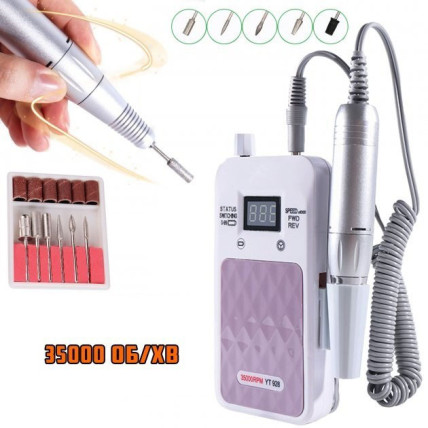 Портативний фрезер для нігтів Nail Drill YT-928 акумуляторний з індикатором заряду на 35 000 оборотів. Колір: білий Портативний фрезер для нігтів Nail Drill YT-928 акумуляторний з індикатором заряду на 35 000 оборотів. Колір: білий