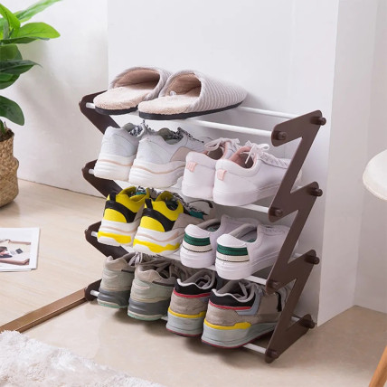 Полиця для взуття органайзер компактний стійка складана Shoe Rack YH 8802 зберігання речей та взуття 4 полиці. Колір: коричневий Полиця для взуття органайзер компактний стійка складана Shoe Rack YH 8802 зберігання речей та взуття 4 полиці. Колір: коричневий