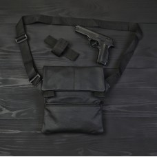 Тактична шкіряна сумка з кобурою, чоловічий месенджер, барсетка - чорний слінг, чоловіча сумка через плече Тактична шкіряна сумка з кобурою, чоловічий месенджер, барсетка - чорний слінг, чоловіча сумка через плече