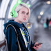Бездротові навушники з котячими вушками та RGB підсвічуванням Cat VZV 23M. Колір: зелений Бездротові навушники з котячими вушками та RGB підсвічуванням Cat VZV 23M. Колір: зелений