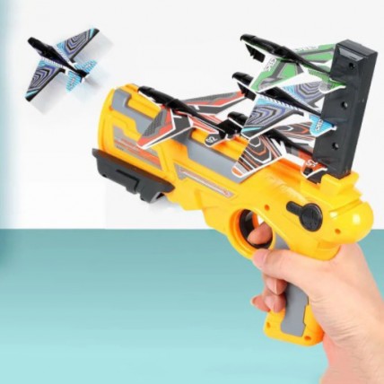 Дитячий іграшковий пістолет з літачками Air Battle катапульта з літаючими літаками (AB-1). Колір: жовтий Дитячий іграшковий пістолет з літачками Air Battle катапульта з літаючими літаками (AB-1). Колір: жовтий
