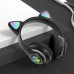 Бездротові навушники з котячими вушками та RGB підсвічуванням Cat VZV 23M. Колір: чорний Бездротові навушники з котячими вушками та RGB підсвічуванням Cat VZV 23M. Колір: чорний